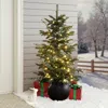 Luxenhome Pre-lit Green Artificial Pine Christmas Tree ,4ft In Green