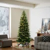 Luxenhome Pre-lit Green Artificial Slim Christmas Tree With Light, 6ft In Green