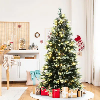 Luxenhome Pre-lit Green Christmas Tree Artificial ,6ft