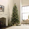 Luxenhome Pre-lit Green Flocked Artificial Christmas Trees ,7.5ft In Multi