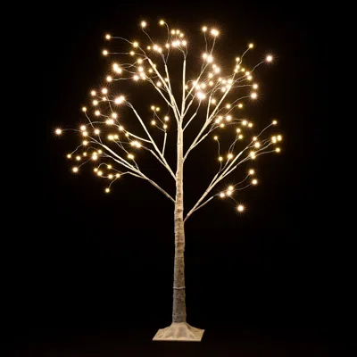 Luxenhome Pre-lit Led 47.24" Artificial White Birch Tree In Neutral