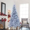 Luxenhome Pre-lit Lights Silver Full Artificial Christmas Tree, 7.5ft In Blue