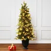 Luxenhome Pre-lit Pine Christmas Tree With Black Potted,4.5ft In Green