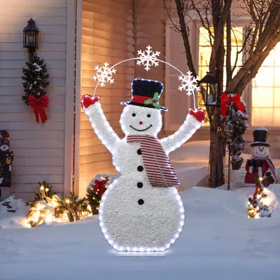 Luxenhome Pre-lit Snowman Holiday Decoration With Snowflake Arch, 5ft In Gray