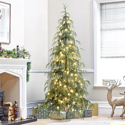 Luxenhome Pre-lit Weeping Cedar Slim Christmas Tree,6.5ft In Green