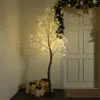 Luxenhome Pre-lit With Faux Tree Trunk Birch Artificial Tree, 5.9ft In Brown