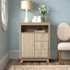 Luxenhome Priya Natural Finish Wave Storage Cabinet In Brown
