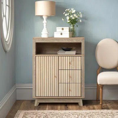 Luxenhome Priya Natural Finish Wave Storage Cabinet In Brown