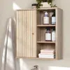 Luxenhome Priya Natural Finish Wave Wall Cabinet In Multi