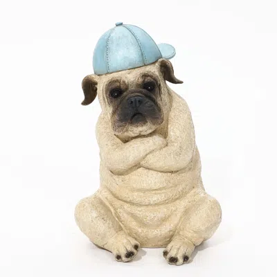 Luxenhome Pug With Cap Statue In Multi