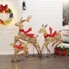 Luxenhome Rattan Running Reindeer Christmas Lighting, Set Of 3 In Brown
