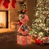 Luxenhome Red Frosted Gift Boxes With Battery-powered Lights In Red