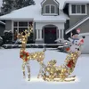 Luxenhome Reindeer And Sleigh Lighted Holiday Decoration In Gold