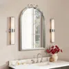 Luxenhome Ribbon Resin Frame Arch Rectangle Accent Wall Mirror In Silver