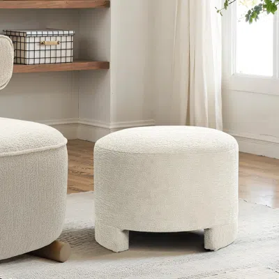 Luxenhome Rio Upholstered Cream Ottoman In White