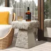 Luxenhome Rock Textured Cement Outdoor Side Table In Neutral