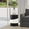 Luxenhome Round Metal Side Table With Black & White Contrast Design In Black