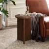 Luxenhome Round Wood Side Table In Walnut Finish,15.8" In Brown