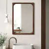 Luxenhome Rubberwood Frame Rectangle 35-inch Tall Wall Mirror, Accent And Vanity In Brown