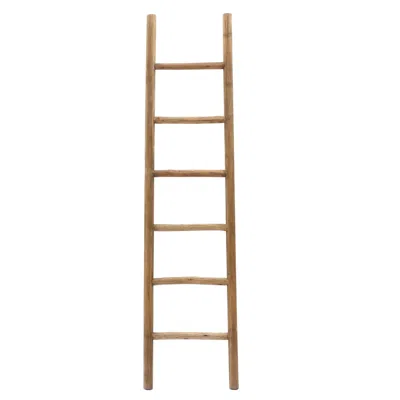 Luxenhome Rustic 6ft Decorative Ladder – Wooden Blanket Ladder For Farmhouse Décor In Brown