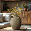 Luxenhome Rustic Brown Cauldron Terracotta Vase, 15.4" H In Brown