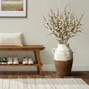 Luxenhome Rustic Cream And Brown Terracotta Vase With Handles, 18.5" H In Brown