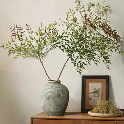 Luxenhome Rustic Gold And Brown Terracotta Vase, 8.7" H In Multi