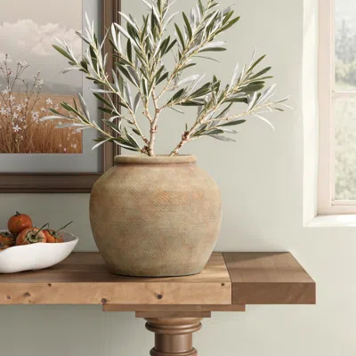Luxenhome Rustic Golden Brown Round Terracotta Vase,10.4''