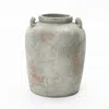 Luxenhome Rustic Gray & Brown Round Terracotta Vase With Handles,13.4'' In Gray