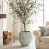 Luxenhome Rustic Multi-color Cement 15.4-inch Round Planter In Multi