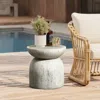 Luxenhome Rustic Off White And Gray Outdoor Side Table, 15.75" H In Multi