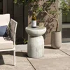 Luxenhome Rustic Off White And Gray Outdoor Side Table, 19.7" H In Multi