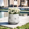 Luxenhome Rustic Off White With Brown Accents Tall Round Mgo Planter, 15.6'' H In Multi