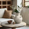 Luxenhome Rustic Off-white With Gray Terracotta Urn Vase,12.4' In Gray