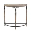 Luxenhome Rustic Wood And Metal Half Moon Console And Entry Table In Brown