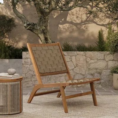 Luxenhome Sedona Outdoor Acacia Wood Armless Chair In Brown