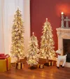 Luxenhome Set Of 3 Pre-lit Led Flocked Fir Slim Artificial Christmas Trees In Multi