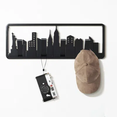 Luxenhome Skyscraper Wall-mounted Coat Rack In Black