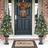 Luxenhome Small Flocked Pine Pre-lit Potted Artificial Christmas Tree ,4ft -set Of 2 In Green