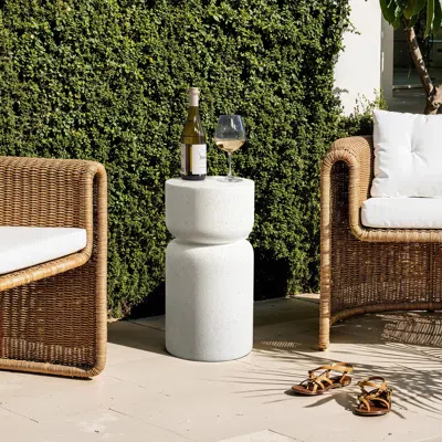 Luxenhome Small Round Side Table With Cylinder Shape For Minimalist Homes In White