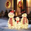 Luxenhome Snowman Family Trio Christmas Lighting Decoration For Indoor And Outdoor In Gold