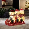 Luxenhome Snowman Family Trio On Sled With Lights Outdoor Holiday Decoration In Red