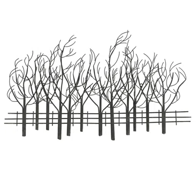 Luxenhome Snowy Black Metal Field Of Trees Wall Decor