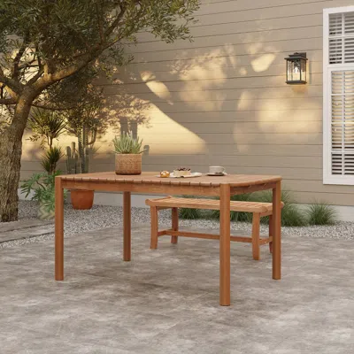Luxenhome Solana Solid Wood Rectangle Outdoor Dining Table, 6-person In Brown