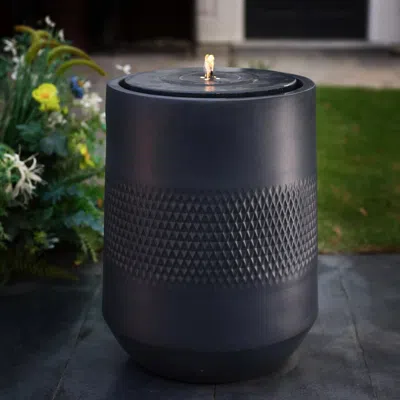 Luxenhome Solar Powered Water Fountain – 23" Dark Gray Resin Outdoor Fountain With Lights In Blue