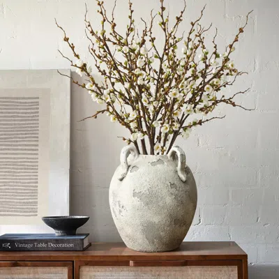 Luxenhome Stylish And Versatile Terracotta Vase In Gray