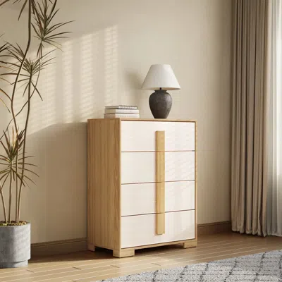 Luxenhome Sylvie Oak And White Finish 4-drawer Dresser In Multi