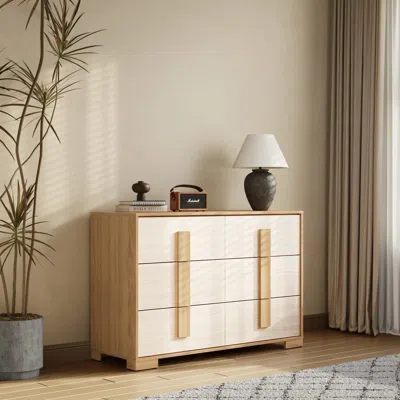 Luxenhome Sylvie Oak And White Finish 6-drawer Dresser In Multi