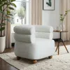 Luxenhome Tia Ivory Barrel Accent Chair With Wood Ball Legs In White