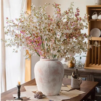 Luxenhome Tova Lainie 12.2" H Handmade Terracotta Decorative Jar, Rustic Vase For Home Decor In Brown;white